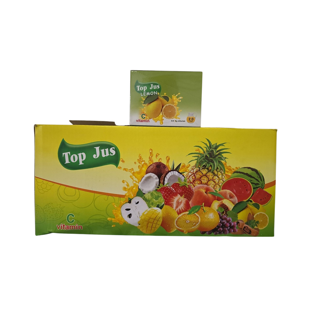 Top Jus Lemon Soft Drink (24 sachets x 24 boxes) 10g