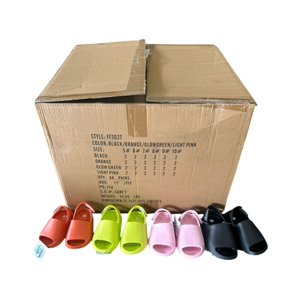 Black, pink, orange and light pink flip-flops 36/U (Style: FF303W)